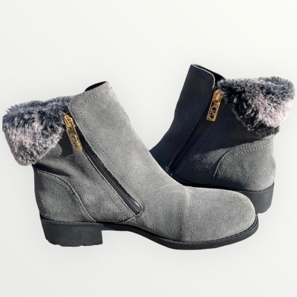 COLE HAAN Waterproof leather boots with faux fur